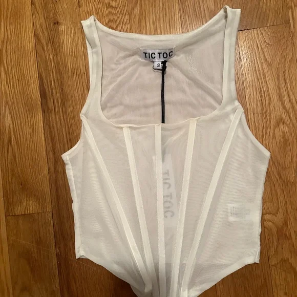 Sheer White Corset Top - Picture 2 of 3
